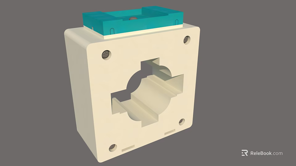 Industrial Equipment Featuring White Base Blue Top and Hollow Structure with Mounting Holes 3d model 
