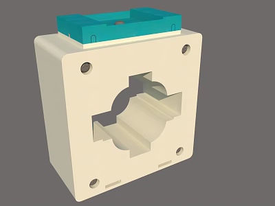 Industrial Equipment Featuring White Base Blue Top and Hollow Structure with Mounting Holes 3d model