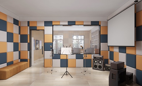 Modern recording studio 3d model