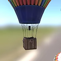 Colorful Hot Air Balloons As Amusement Rides Flying In Clear Blue Sky