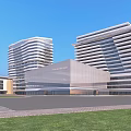 Modern Hospital Building Design With Glass Facade High Rise And Green Landscape