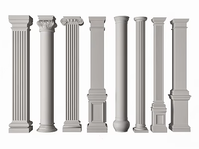 Various Classical Roman Columns With Ornamental Tops And Fluted Shafts 3d model