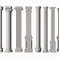 Various Classical Roman Columns With Ornamental Tops And Fluted Shafts