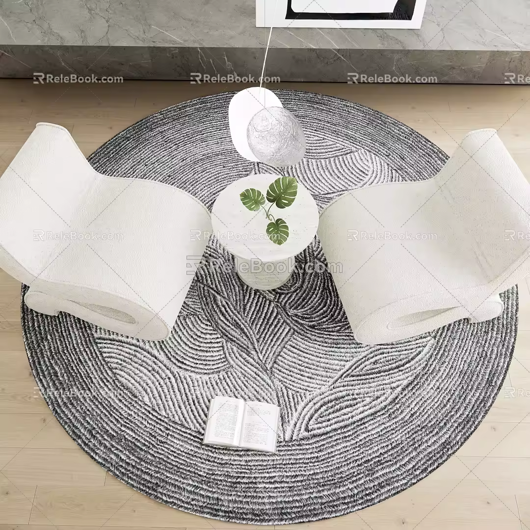Modern Casual Sofa Combination Round Carpet 3d model