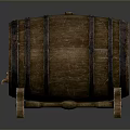 Wooden Barrel With Metal Hoops And Stand For Household Decorative Use