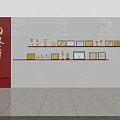 Red and White Honor Wall with Trophies Medals Certificates and Inspirational Phrases