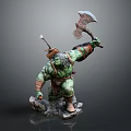 Detailed Orc Warrior Statue Holding Large Battle Axe In Dynamic Stance 3d model
