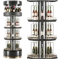 Elegant Rotating Multi Tiered Wine Cabinet With Black Frame Glass Doors Displaying Wine Bottles