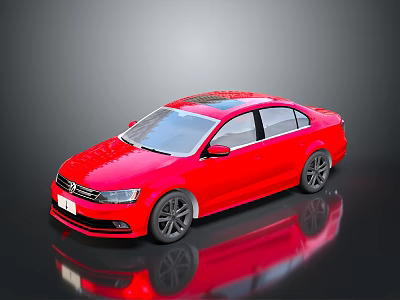 Red Modern Sedan With Sunroof Black Wheels And Reflective Surface 3d model