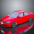 Red Modern Sedan With Sunroof Black Wheels And Reflective Surface