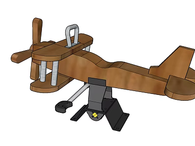 Wooden Airplane Shaped Play Equipment With Propeller Metal Frame And Stable Base For Kids 3d model