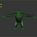 Gorilla Standing With Arms Outstretched On Gray Background And Reflective Floor