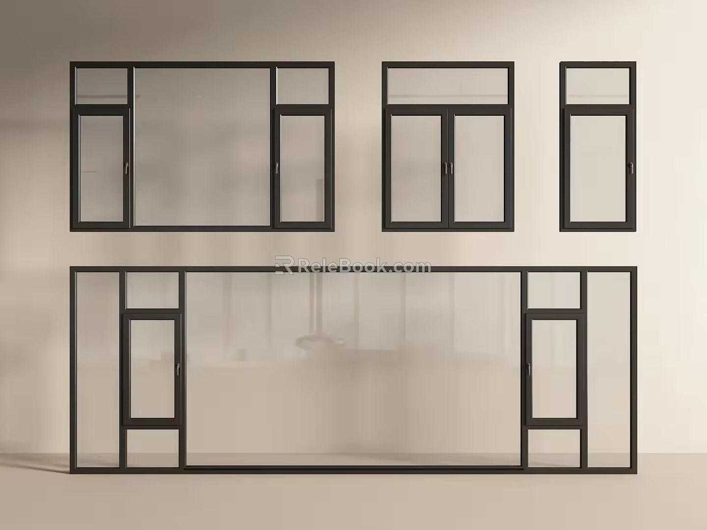 Modern windows casement windows floor-to-ceiling windows bay windows doors and windows 3d model