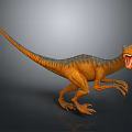 Realistic Orange Green Dinosaur Standing With Open Mouth And Sharp Claws 3d model