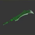 Serrated Metallic Blade With Sharp Edge Intricate Fantasy Design And Textured Handle