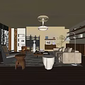 Middle Ancient Living Room Combination Sofa Coffee Table Carpet Single Sofa 3d model