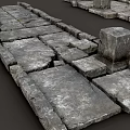 Natural Stone Paving Floor With Rough Textured Slabs And Square Block Structures 3d model