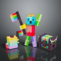 Colorful Pixel Block Style Train Model With Vibrant Design And Details