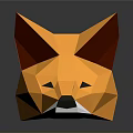 Low Poly Fox Head Design With Orange Fur And Dark Red Ears On Gray Background
