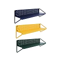 Set of Three Modern Wall Mounted Multi Colored Perforated Metal Storage Shelves