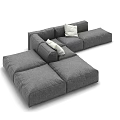 Modern Gray L shaped Sectional Sofa With Modular Design And Cushions 3d model