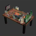 Cozy Dining Table Setup With Hotpot Fresh Food Drinks And Tablet