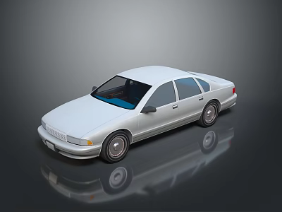 White Sedan Car With Sleek Design On Reflective Surface Background 3d model