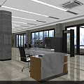 Spacious Service Hall Interior With Reception Desk Waiting Seats And Bright Lighting
