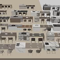 Modern Dining Table Set Collection With Multiple Designs And Chair Combinations 3d model