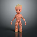 Baby Groot Game And Movie Character 3D Model With Tree Texture Standing Pose