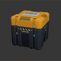Sturdy Yellow And Gray Utility Storage Box With Caution Label And Secure Handles 3d model