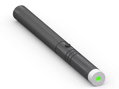 Black Laser Pen With Green Tip And Button For Presentations And Lectures 3d model