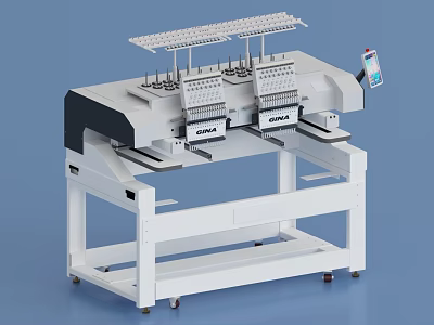 Industrial Embroidery Machine With Double Heads Digital Control Panel And Stable Worktable 3d model