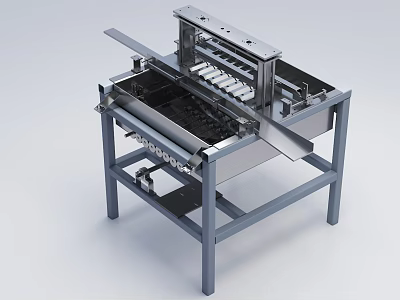 Industrial Equipment With Metal Frame Conveyor Belt And Mechanical Components 3d model