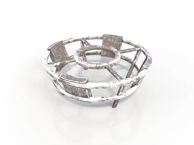 Sturdy Industrial Metal Equipment With Circular Frame Central Hole And Rectangular Plates 3d model