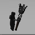 Ancient Wall Mounted Torch With Metal Bracket Wooden Handle And Iron Cage