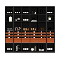 Luxury Modern Wine Cabinet Interior With Glass Doors Wine Bottles And Hanging Glasses