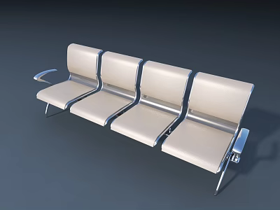 Modern Public Seating With Four Seats Metal Frame And Light Upholstery 3d model