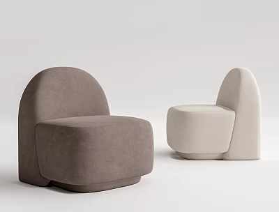 Modern Fabric Single Seater Sofas With Unique Sculptural Design In Neutral Colors 3d model