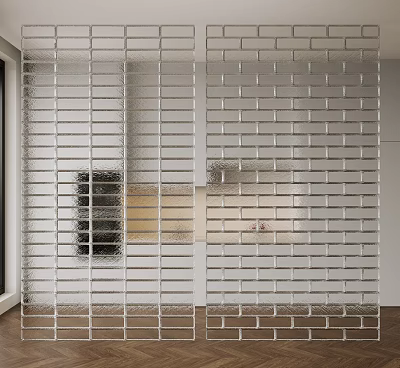 Modern Glass Brick Room Divider With Structural Pattern For Contemporary Interior Space 3d model