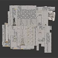 Ancient Hall Interior With Stone Walls Geometric Shelves Marble Flooring And Ornate Rugs