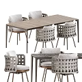 Elegant Outdoor Patio Dining Table Set With Woven Rattan Chairs And Soft Comfortable Cushions