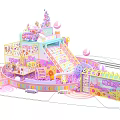 Pink Themed Kids Playground With Slide Ball Pit And Castle Structure