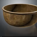 Household Brown Bowl Featuring Carved Patterns and White Rim for Daily Use