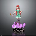 Pink Haired Girl In Green Dress With Flower Shaped Wand And Purple Petal Base