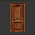 Traditional Wooden Door With Natural Wood Grain And Golden Handle Design
