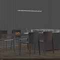Modern Dining Room Interior With Stylish Island Counter And Comfortable Chairs