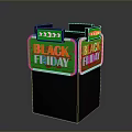Black Friday Display Stand With Red Borders Yellow Accents And Bold Lettering