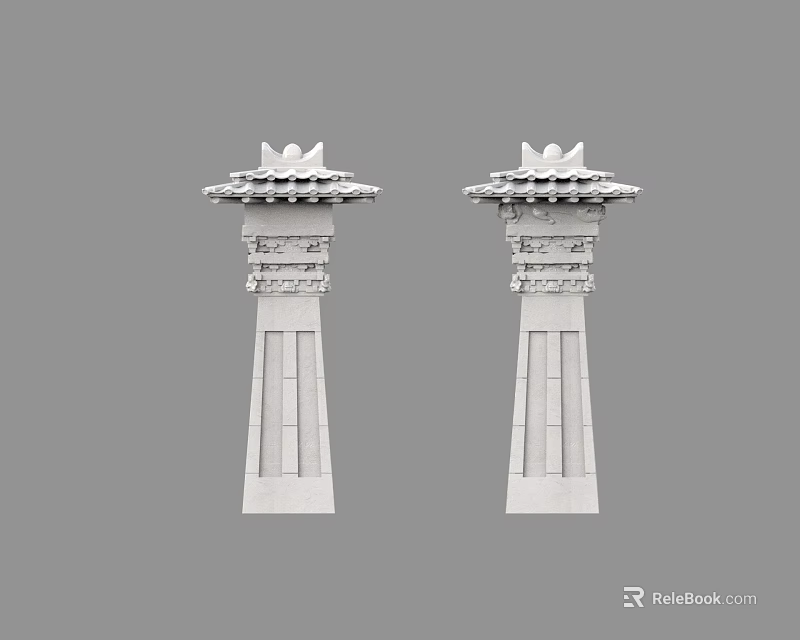 White Tower Shaped Multi Layered Traditional Chinese Architectural Components With Canopy Top 3d model