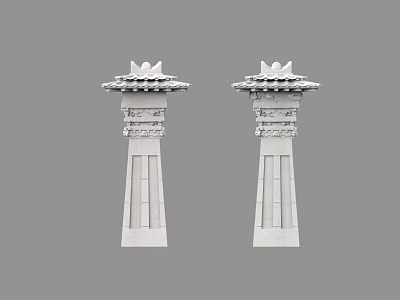 White Tower Shaped Multi Layered Traditional Chinese Architectural Components With Canopy Top 3d model